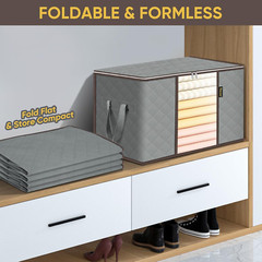 2 Pack Clothes Storage Bags, 24 Gallon Storage Containers with Reinforced Handle