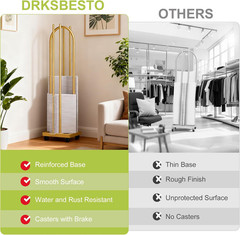 Gold 2-in-1 Hanger Organizer with Lockable Casters – 51 Inch Storage Stand