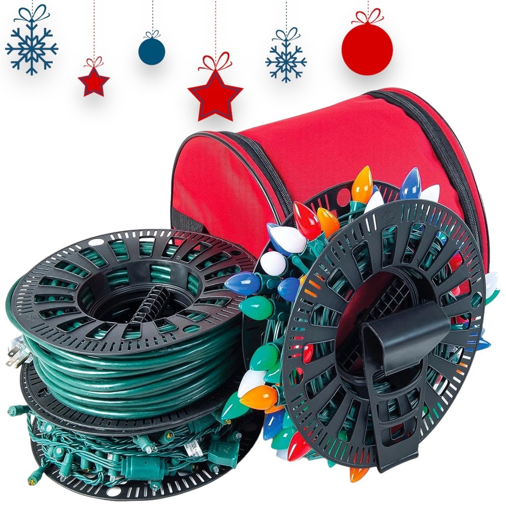 Santa’s Bags Christmas Install N Store Light Extension Cord Storage Reels Holder