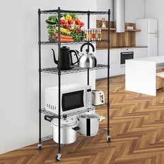 5 Tier Wire Shelves Rack Storage Unit Large Space Rolling with 4 Wheels Casters