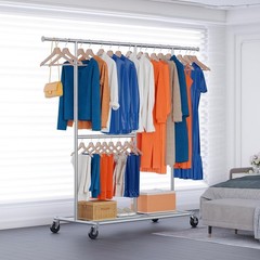 Flexible Mobile Coat Rack with Bottom Rack and Adjustable Heights