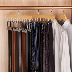 TOPIA HANGER 2 in 1 Belt Tie Hanger for Closet Max 30 Belts with 30 Ties Capacit