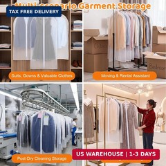 6 Pack Garment Bags 60 * 100cm,40in PEVA Translucent Garment Covers, Suit Storag