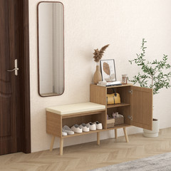 2-in-1 Shoe Storage Bench Shoe Cabinet w/Adjustable Shelves,Seat Cushion Hallway
