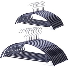 20 Pack Black PVC Coated Hangers, Non-Slip No Shoulder Bump Design