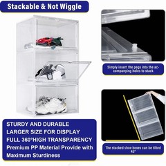 10x Magnetic Shoe Storage Boxes Full Clear Drop Side AJ Sneaker Organizer Case
