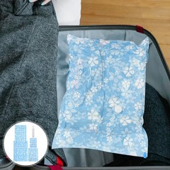 PA PE Vacuum Compression Bag Set Blue Flowers Storage for Quilts 11Pcs