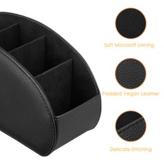 [5 Compartments] Black Remote Control Holder TV Remote Caddy Desktop Organizer