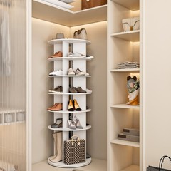 6 Tier Rotating Shoe Rack Tower 360° Revolving Shoe Display Carousel White US