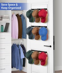 KIMBORA 4 Packs Hat Rack for Wall, 1.29 x 17.3 x 1.18 inches, Black