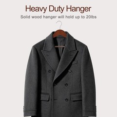 Walnut Wooden Hangers 30 Pack, Wood Clothes Hangers, Durable Coat Hanger with…