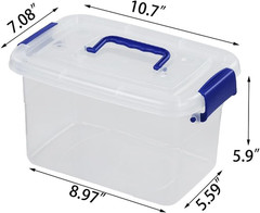 6-Pack Clear Plastic Storage Bins with Latch and Handle, 6 Quart Capacity