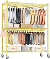 3-Tier Heavy Duty Garment Rack Large Clothes Rack Freestanding Clothing Shelves