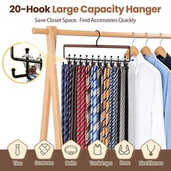 Upgraded 2-in-1 Black Non Slip Space Saving Tie and Belt Hanger Closet Organizer