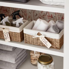 12 In. W X 6.5 In. D X 5.3 In. H Seagrass Shelf Basket Lined with White Lining