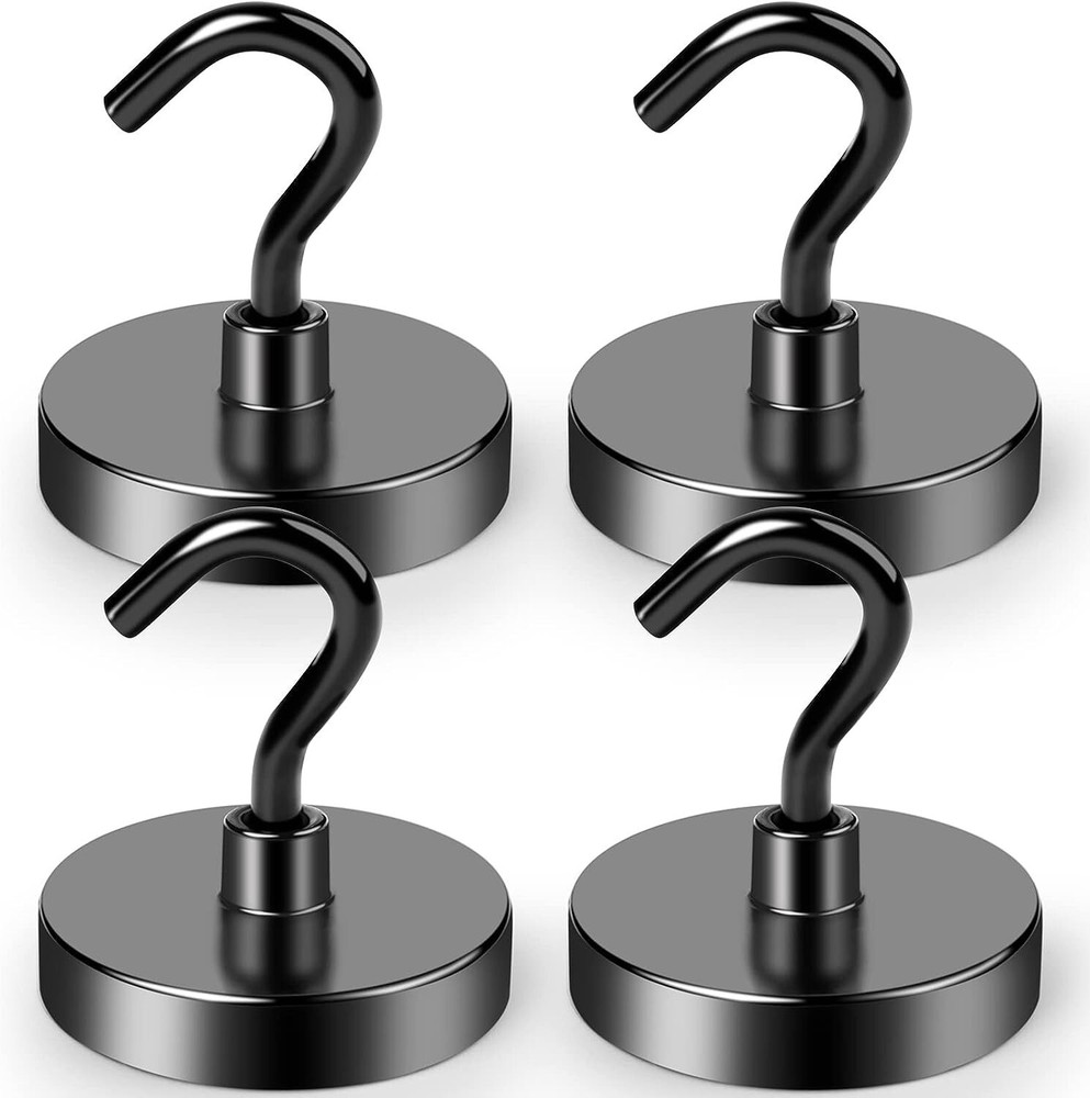 4 Pack 110 Lbs Magnetic Hooks Heavy Duty Neodymium Magnet Hook, Strong Magnetic