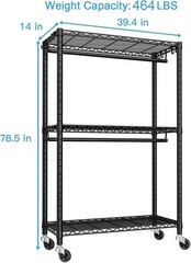 P3 Rolling Clothes Rack, Clothing Racks for Hanging Clothes, Heavy Duty Garme…