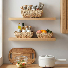 3 Pack Hand Woven Wicker Baskets for Organizing – Natural Storage Bins Set