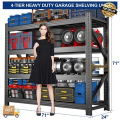 Heavy Duty Garage Shelving – 71&71″W Metal Storage Rack Shelves for Warehouse