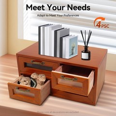 Vintage Small Wooden Desktop Storage Box Drawer Display Shelf Organizer Craft US
