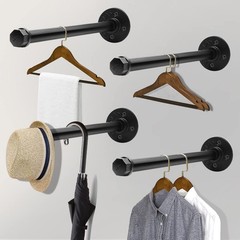 Industrial Pipe Clothing Rack 12 Inch 4 Pack, Wall Mounted Clothes Rack Heavy…