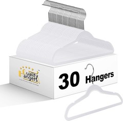 Quality 13.78-Inch Slim Plastic Hangers – 30 Pack – Cream White – Non-Velvet,…