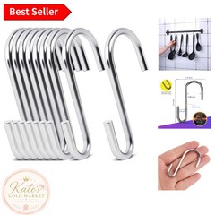 10 Silver Alloy Steel S Hooks, 2.4 Inch – Organize Kitchen & Closet Effortlessly
