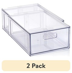 2 pack Clear Glossy Plastic Pull-Out Closet Drawer Medium Size Adult Size