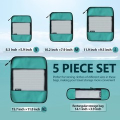 Compression Packing Cubes Set – 5 Lightweight Luggage Organizers bags for Travel