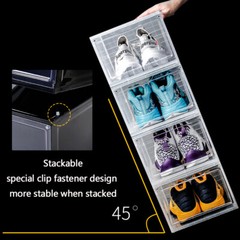 (20)Clear Shoe Storage Organizer Stackable Boxes Magnetic Sneaker Boot Container