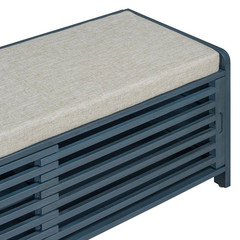 16.5 In. H X 43.3 In. W Navy Blue MDF Shoe Storage Bench with Light Gray Cushion