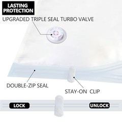 Vacuum Seal Storage Bags for Clothing – 16 Pack (4 Jumbo, Large, Medium, Small)