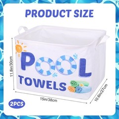 2Pcs Pool Towel Storage Basket Bin and Organizer, Large Sunscreen Storage Basket