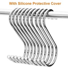 10 Pcs S Hooks for Hanging, 3.07 Inch Heavy Duty Stainless Steel S Shaped S H…