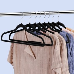 100PCS Velvet Hangers Non-Slip Flocked Clothes Hangers w/ 360° Swivel Hook Black