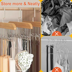 2 Pack Belt Hanger with 16 Hooks, Non-Slip Wooden Skid-Proof Belt Holder