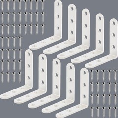 10PCS White L Bracket Corner Braces – 3.15×3.15×0.8 inch Heavy Duty Stainless…