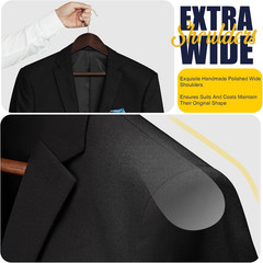 Walnut Suit Hangers 6 Pack – Heavy Duty Non-Slip Wooden Coat & Pants Holders