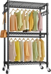 3-Tier Heavy Duty Garment Rack Large Clothes Rack Freestanding Clothing Shelves