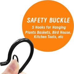 12 PCS S Hooks for Hanging with Safety Buckle, 3.5 Inch Heavy Duty Metal S Shape