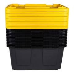 8-Pack, 27 Gallon Plastic Storage Container Bin, Heavy Duty, Lids, Greenmade NEW