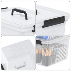 Knifefish 4-Packs Clear Plastic Storage Containers Boxes Bins, 18 L Medium