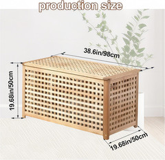Solid Wood Entryway Bench with Storage, Large Storage Chest with Removable Bag,