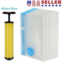 10 x Jumbo Vacuum Storage Bags Travel Space Saver Garment Seal Clothes Hand Pump