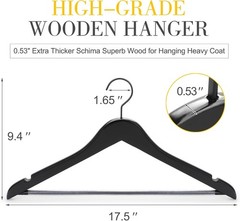 Premium Wooden Hangers Luxury Boutique Wood Hangers W/ Extra Thick Hook