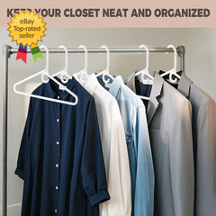 Quality White Plastic Hangers 10 Pack Super Heavy Duty Multipack for Clothes….