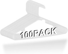 Clothes Hangers 100 Pack Plastic Hangers Coat Hanger Space Saving w/Hooks White