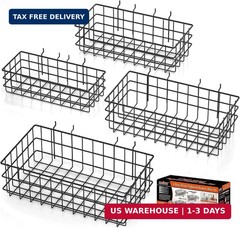 HORUSDY Peg Board Bins and Baskets | 4 Pack | Square Style 4 Size Pegboard Baske
