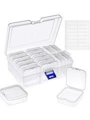 Bead Organizer 14 Pcs Clear Storage Boxes with Labels Jewelry Craft Box Set