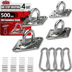 304 Stainless Steel Pad Eye Snap Hooks, M5 Heavy Duty Ceiling Hooks, Set of 8